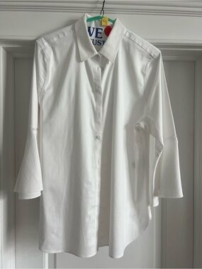 Chico's White Button-Down Blouse with Flare Sleeves
